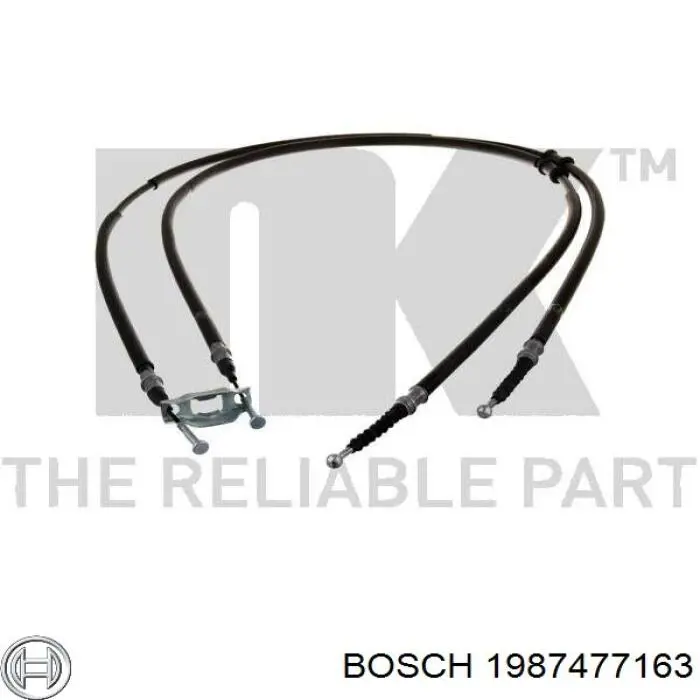 1987477163 Bosch Трос ручного гальма задній, правий/лівий