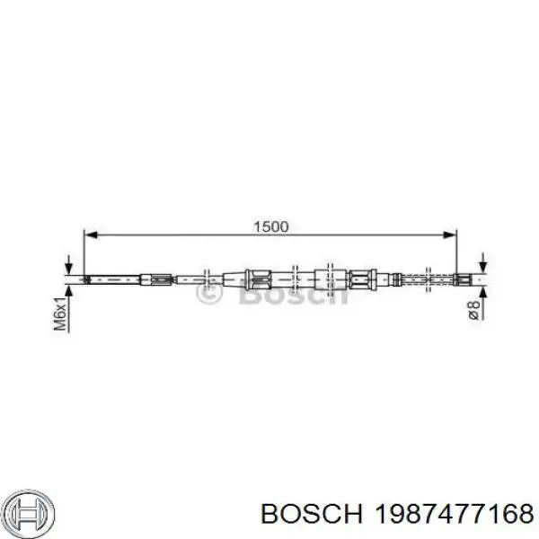 Трос ручного гальма задній, правий/лівий 1987477168 Bosch