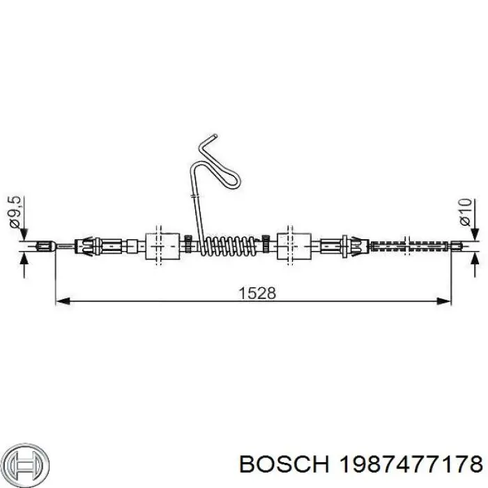 Купити 1987477178 Bosch Трос ручного гальма задній, лівий