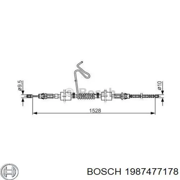 1987477178 Bosch трос ручного гальма задній, лівий