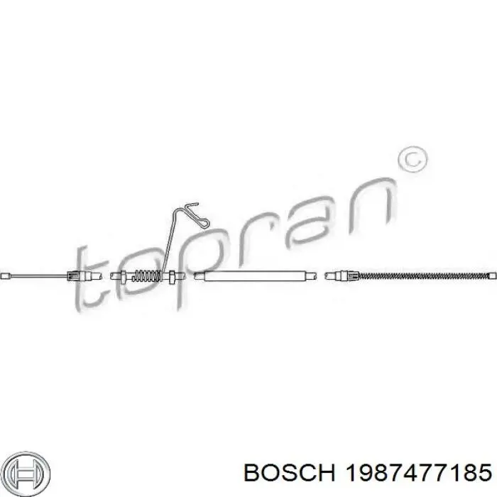 Трос ручного гальма задній, правий 1987477185 Bosch