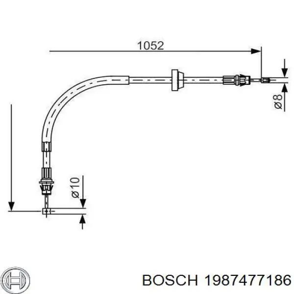 Трос ручного гальма передній 1987477186 Bosch