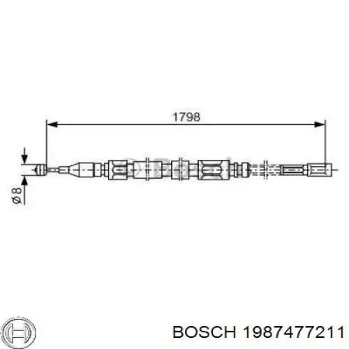 1987477211 Bosch трос ручного гальма задній, правий/лівий