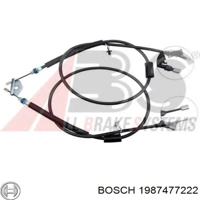 1987477222 Bosch трос ручного гальма задній, правий/лівий
