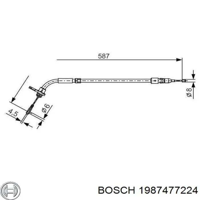 Трос стоянкового гальма задній лівий Bosch 1987477224 ціна, від 12.60 USD