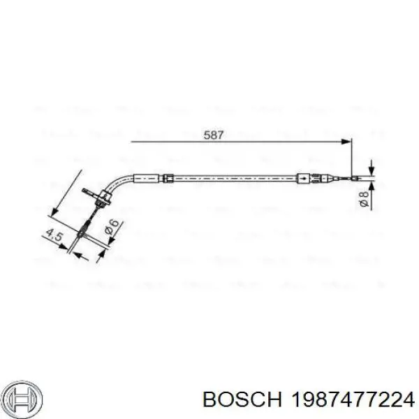 1987477224 Bosch трос ручного гальма задній, лівий