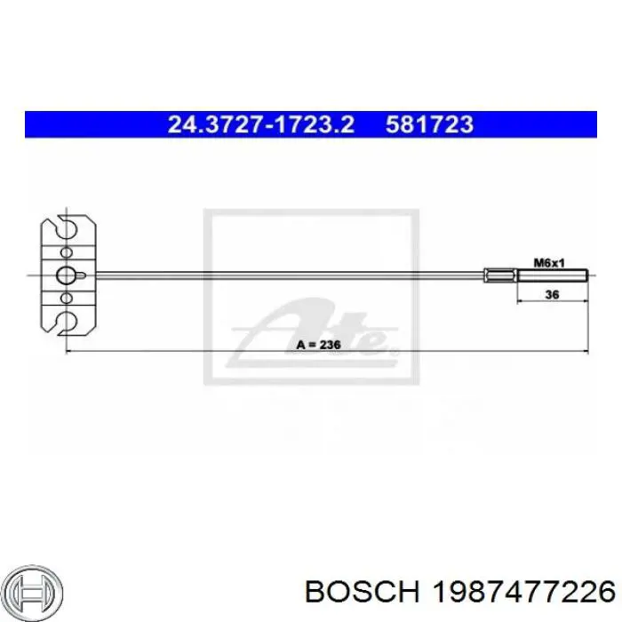 1987477226 Bosch трос ручного гальма передній