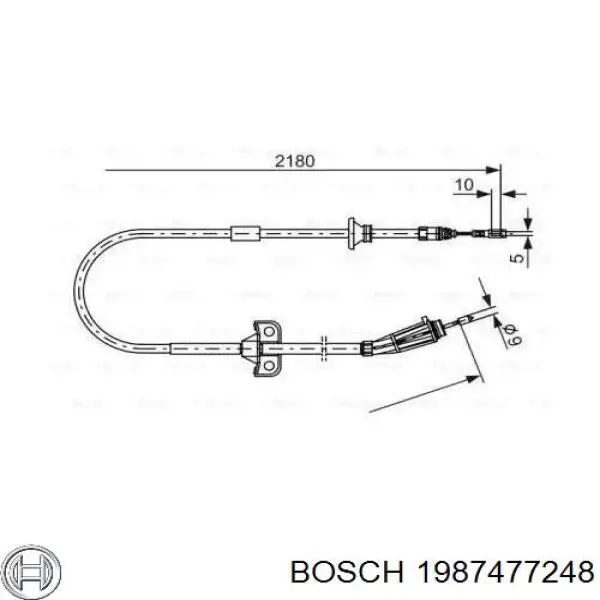 1987477248 Bosch трос ручного гальма задній, правий/лівий