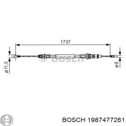 1987477261 Bosch трос ручного гальма задній, правий/лівий
