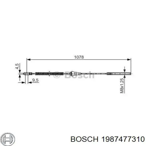 1987477310 Bosch трос ручного гальма задній, правий