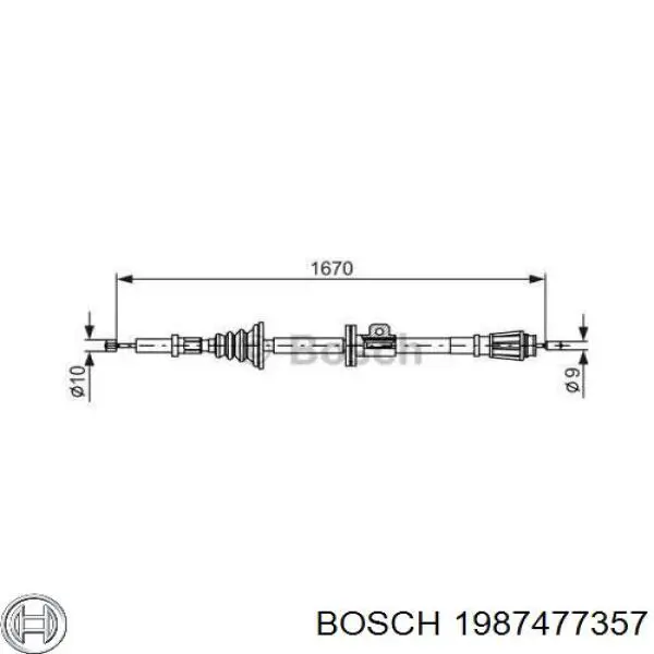 Трос ручного гальма задній, правий/лівий 1987477357 Bosch