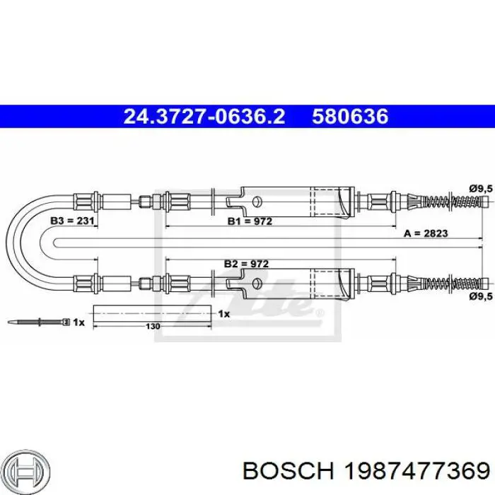 Трос ручного гальма задній, правий/лівий 1987477369 Bosch