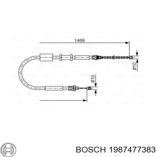 1987477383 Bosch трос ручного гальма задній, правий