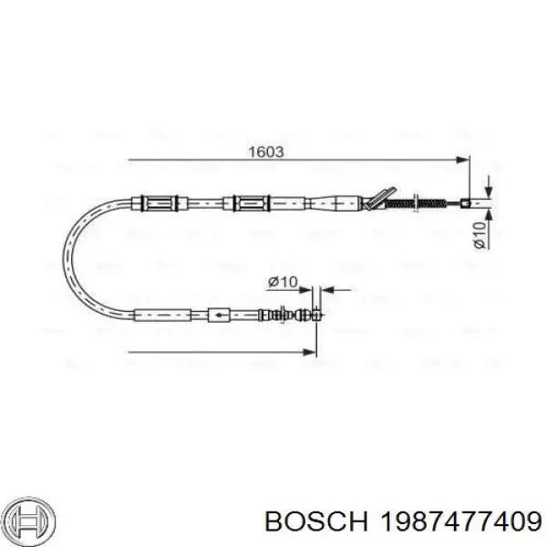 1987477409 Bosch Трос ручного гальма задній, правий