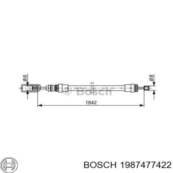 Трос стоянкового гальма передній Bosch 1987477422 ціна, від 7.27 USD