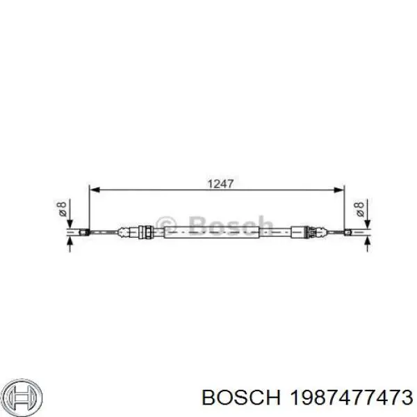 1987477473 Bosch трос ручного гальма задній, правий/лівий