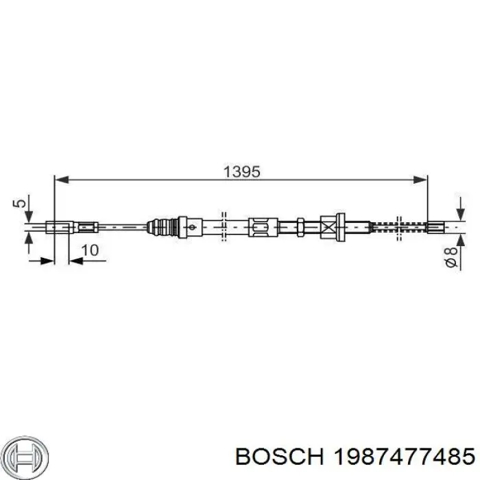 1987477485 Bosch трос ручного гальма задній, правий/лівий