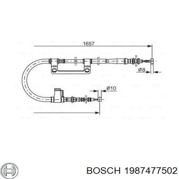 Трос ручного гальма задній, лівий 1987477502 Bosch