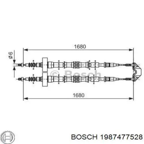 Трос ручного гальма задній, правий/лівий 1987477528 Bosch