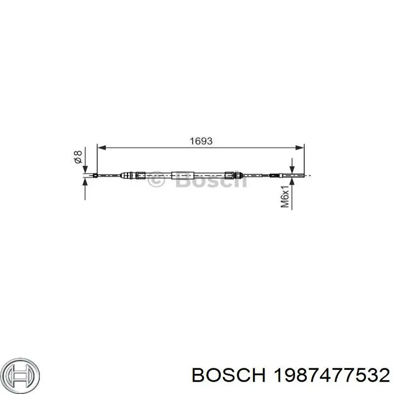 Купити 1987477532 Bosch Трос ручного гальма задній, правий