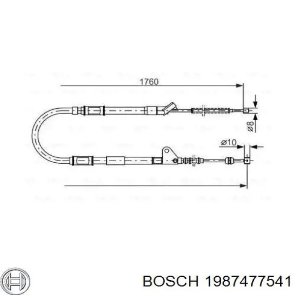 Трос ручного гальма задній, правий 1987477541 Bosch