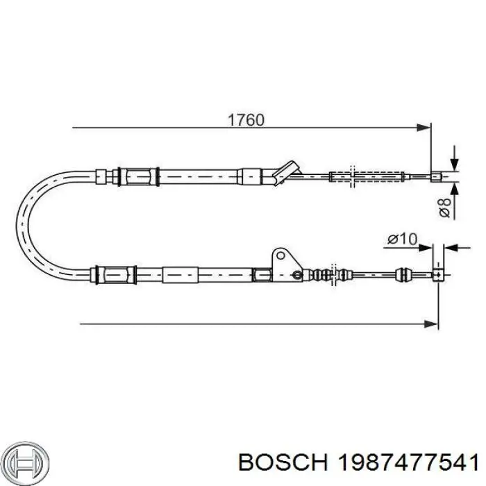 1987477541 Bosch трос ручного гальма задній, правий