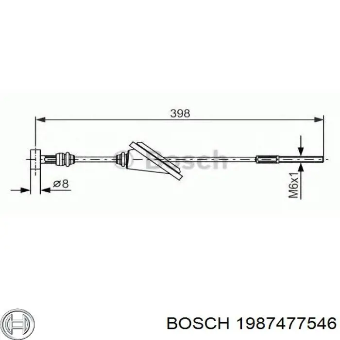 Купити 1987477546 Bosch Трос ручного гальма задній, лівий