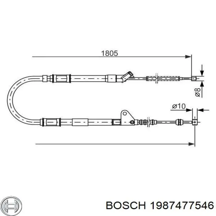 1987477546 Bosch трос ручного гальма задній, лівий