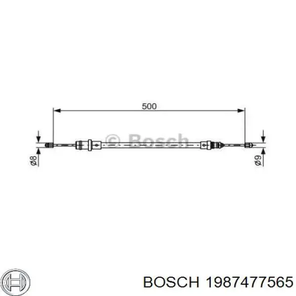 1987477565 Bosch трос ручного гальма передній