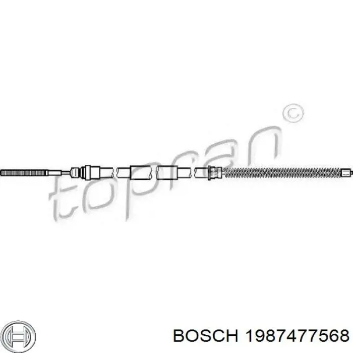 Трос ручного гальма задній, лівий 1987477568 Bosch