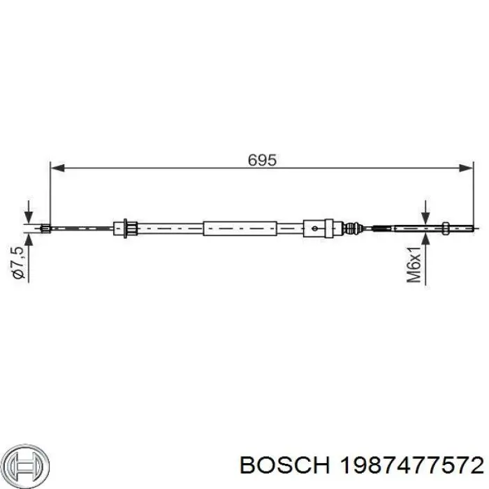 Трос ручного гальма задній, лівий 1987477572 Bosch