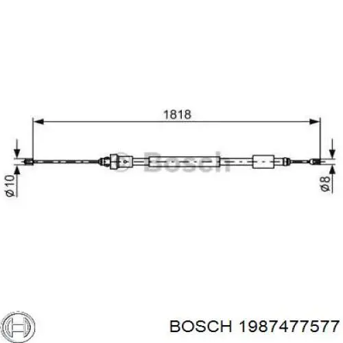 1987477577 Bosch трос ручного гальма задній, правий