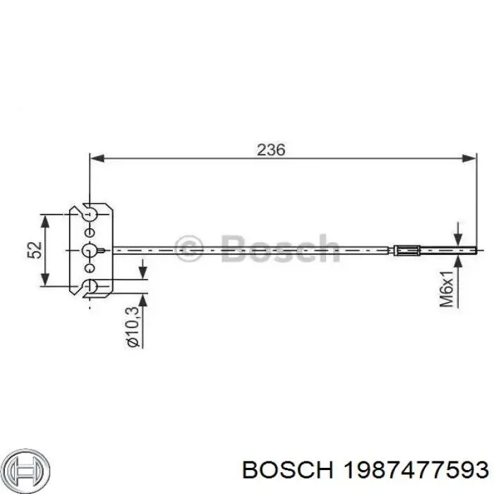 Купити 1987477593 Bosch Трос ручного гальма задній, лівий