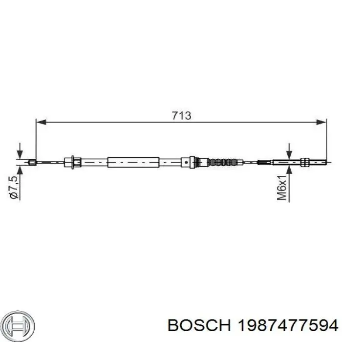 1987477594 Bosch трос ручного гальма задній, правий