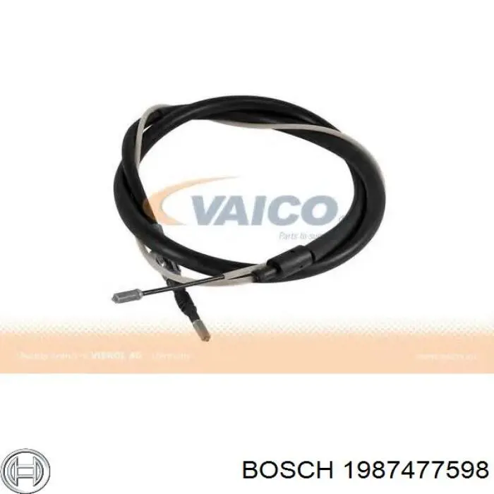 1987477598 Bosch Трос ручного гальма задній, правий/лівий