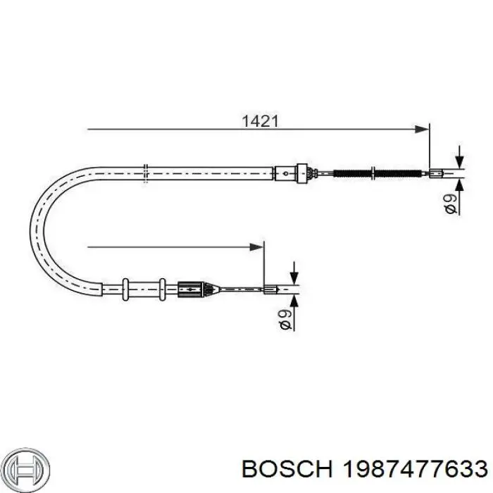 Трос ручного гальма задній, правий 1987477633 Bosch