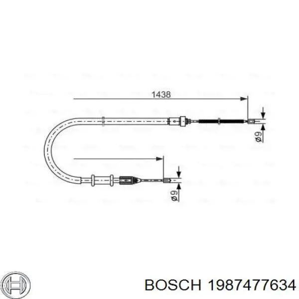 1987477634 Bosch трос ручного гальма задній, лівий