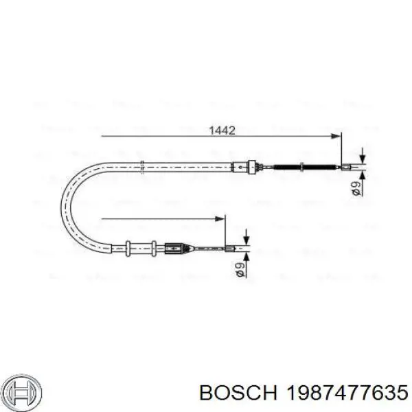 Купити 1987477635 Bosch Трос ручного гальма задній, правий