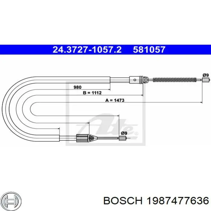 Трос ручного гальма задній, правий/лівий Bosch 1987477636 ціна, від 8.32 USD