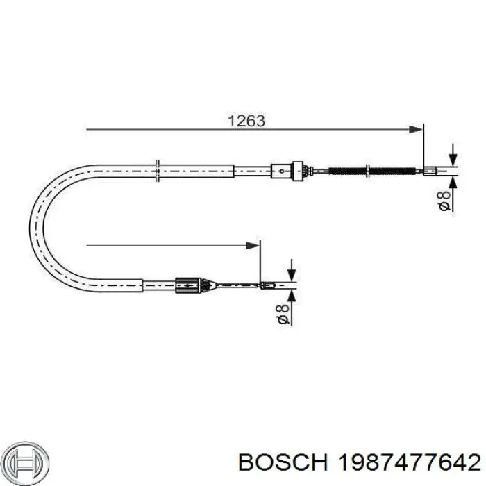 Купити 1987477642 Bosch Трос ручного гальма задній, лівий
