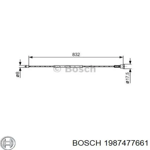 Купити 1987477661 Bosch Трос ручного гальма задній, правий