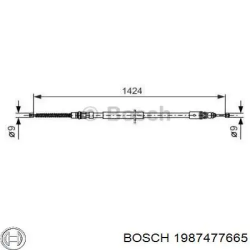 Трос ручного гальма задній, правий Bosch 1987477665 ціна, від 5.86 USD