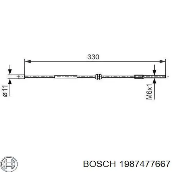 1987477667 Bosch трос ручного гальма передній