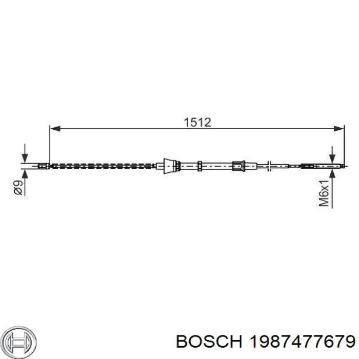 1987477679 Bosch трос ручного гальма задній, правий/лівий