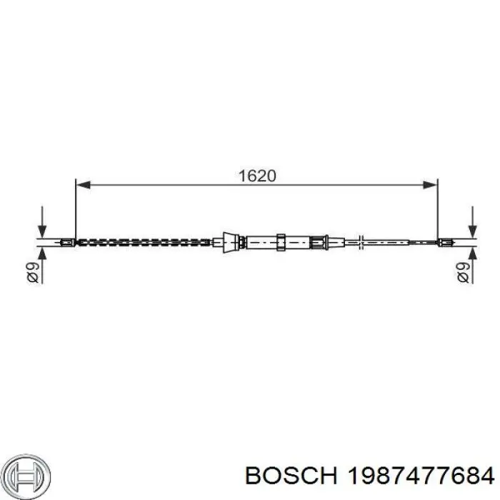 1987477684 Bosch трос ручного гальма задній, правий/лівий