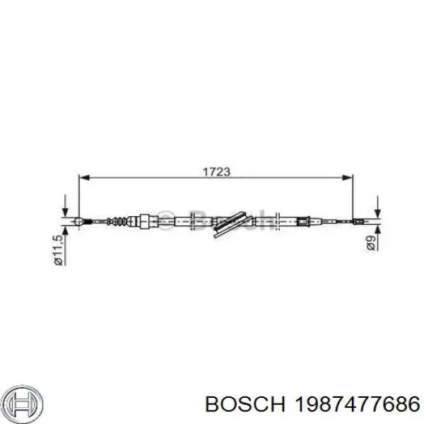 Трос ручного гальма задній, правий/лівий 1987477686 Bosch