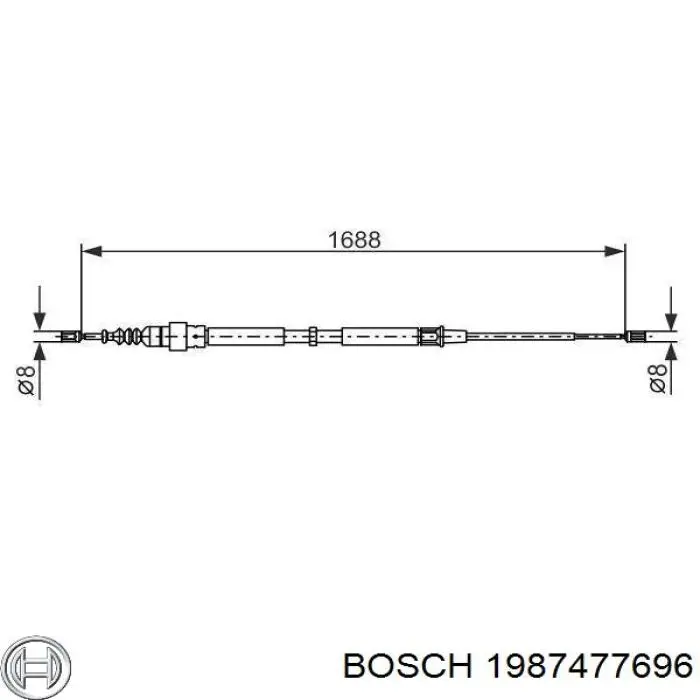 1987477696 Bosch трос ручного гальма задній, правий/лівий