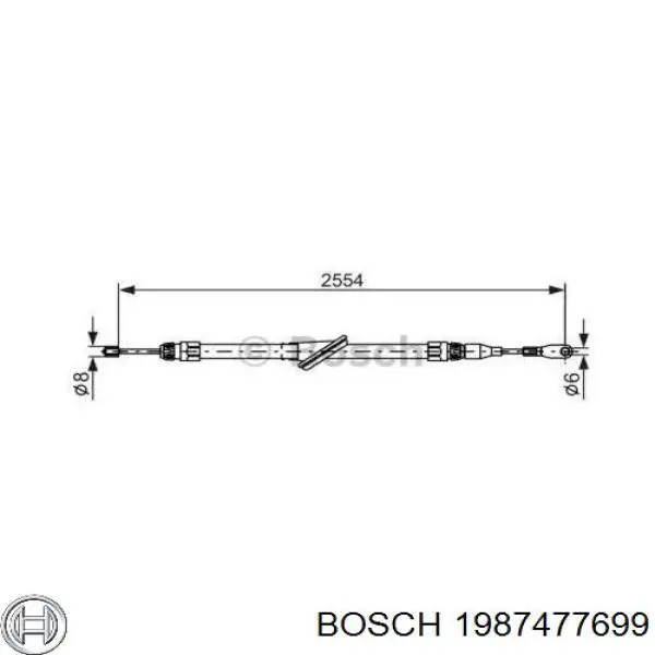 Трос стоянкового гальма передній Bosch 1987477699 ціна, від 18.38 USD