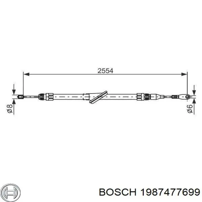 Трос ручного гальма передній 1987477699 Bosch