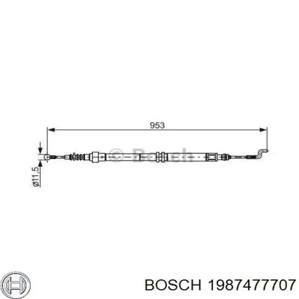 Трос ручного гальма задній, правий/лівий 1987477707 Bosch